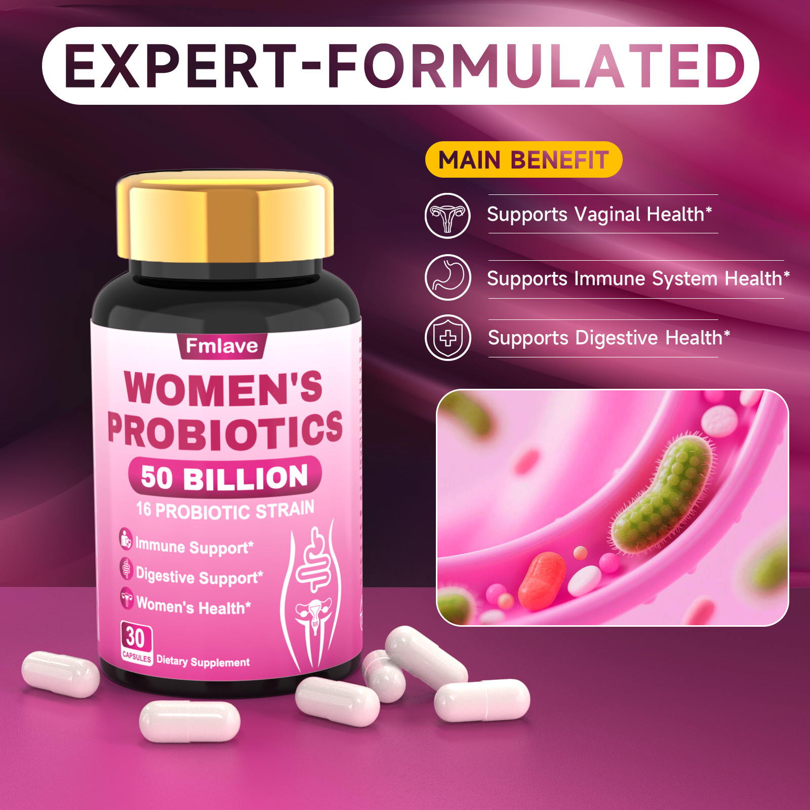 Women’s Probiotic 50 Billion CFU 16 Targeted Strains Digestive & Immune Support