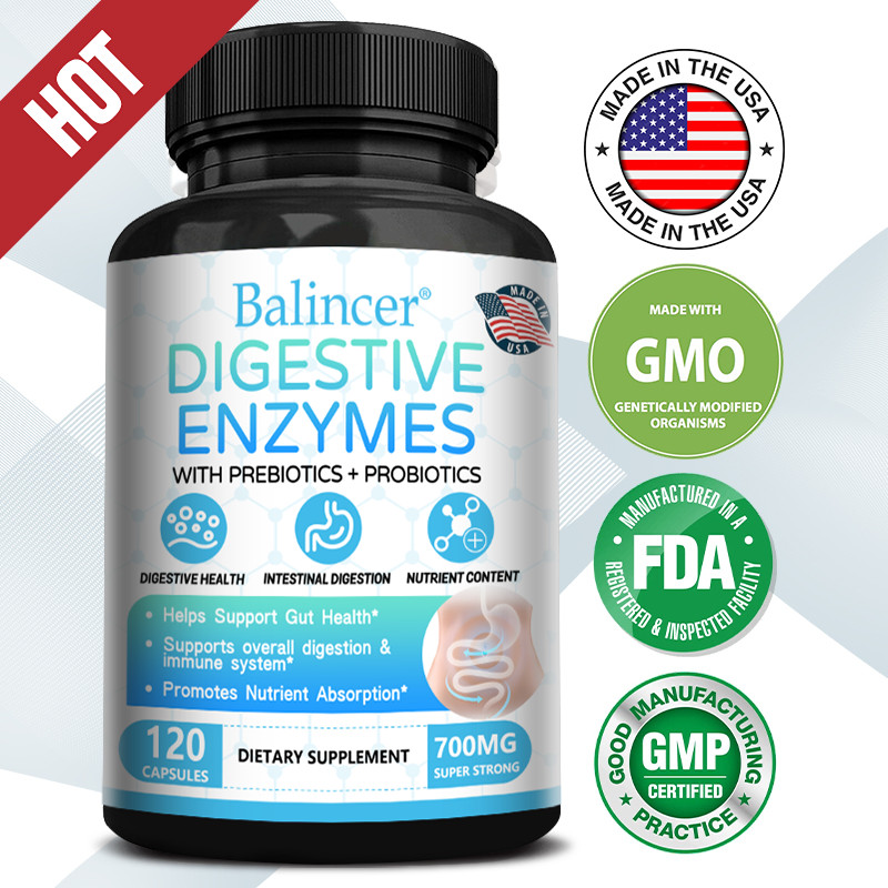 Digestive Enzymes Prebiotic Probiotics Constipation Bloating Support Gut Health