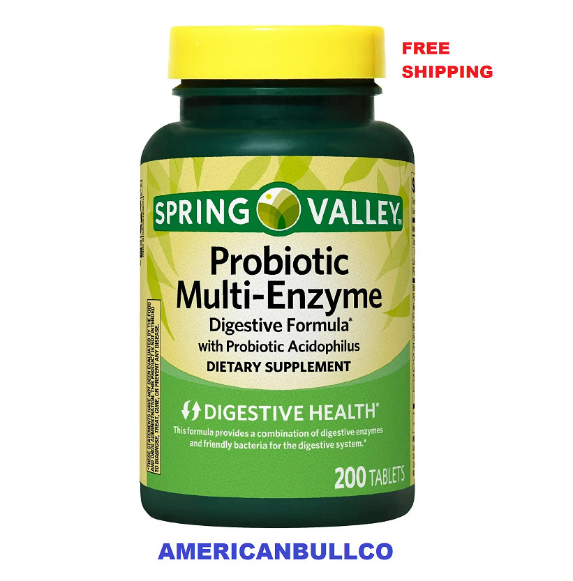 Spring Valley Probiotic Multi-Enzyme, Digestive Health Support, 200 Tablets