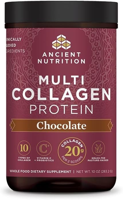 Ancient Nutrition Multi Collagen Protein – Chocolate, 24 Servings, Vitamin C & P