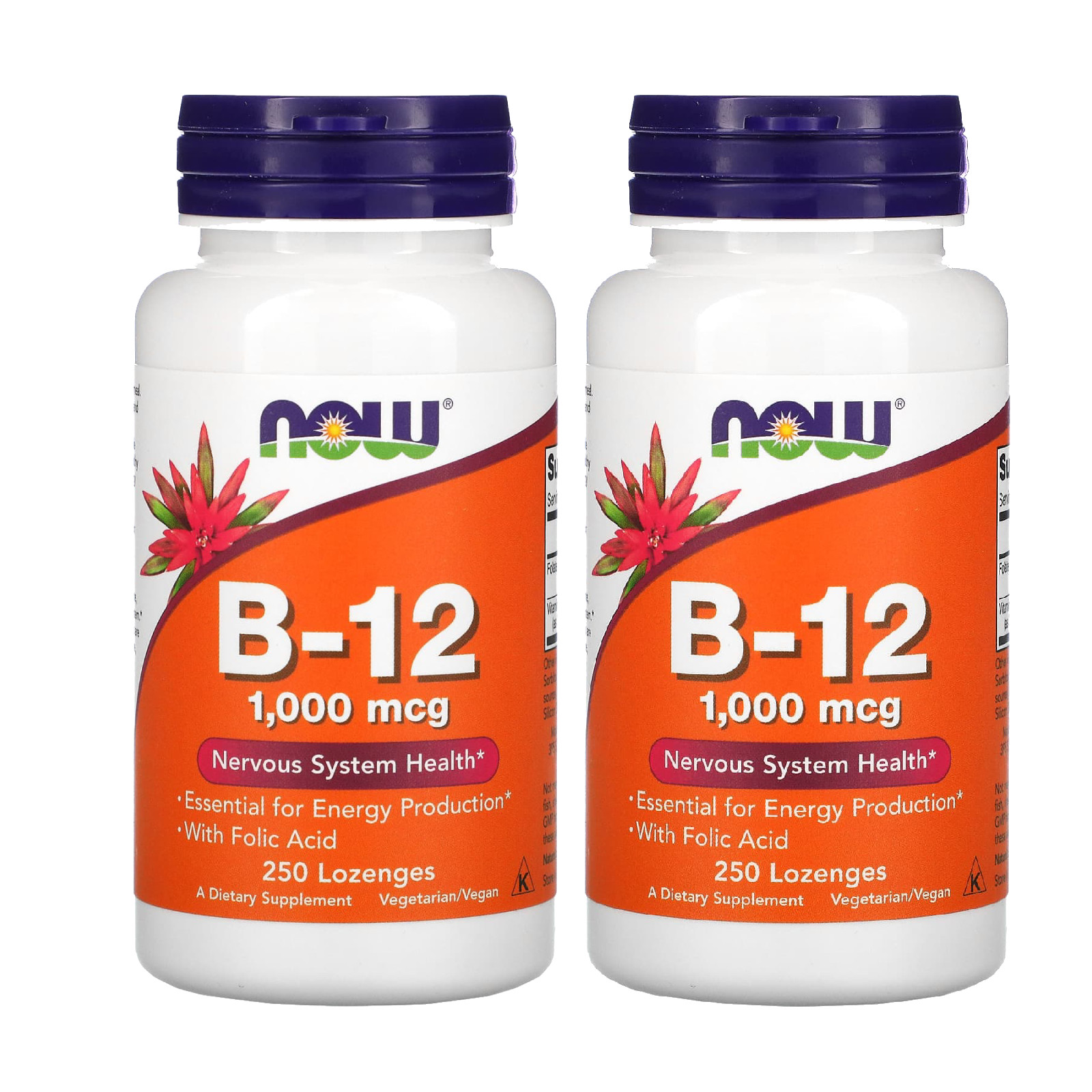 NOW FOODS (2 PACKS) Vitamin B-12 1000 mcg 250 Lozenges