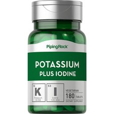 Potassium Plus Iodine | 180 Tablets | Complex | Non-GMO | by Piping Rock