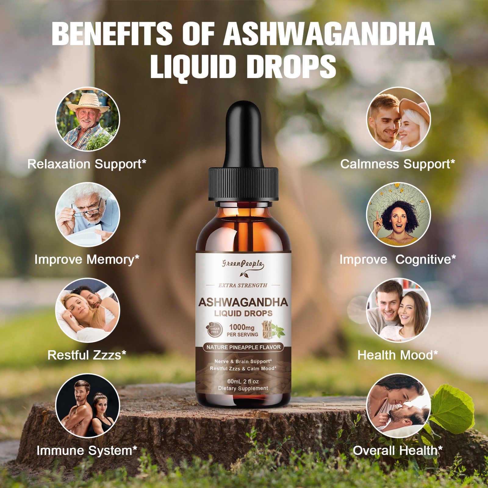 1000MG Ashwagandha Liquid Drops60ml ,Nerve Brain Support,High Absorption