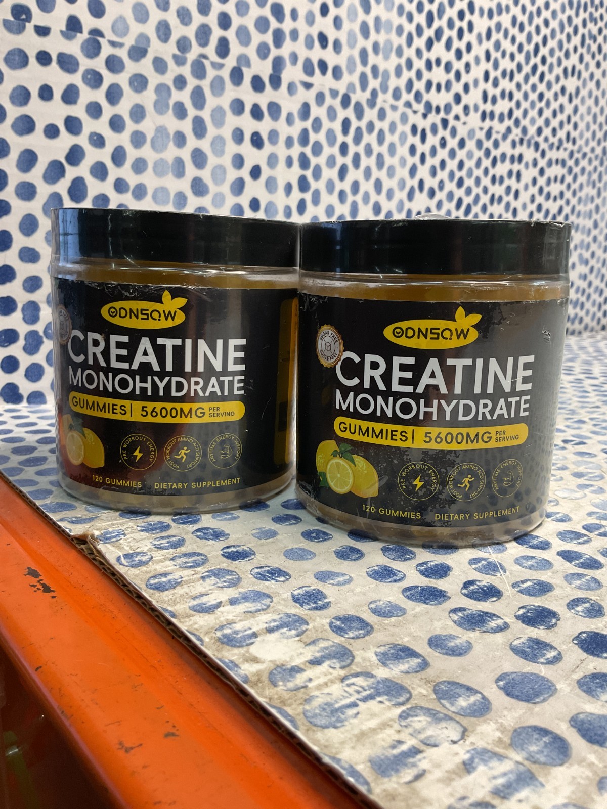 ODNSQW Creatine Monohydrate Gummies 5600MG Lemon Flavor Exp 09/2026 (Lot of 2)