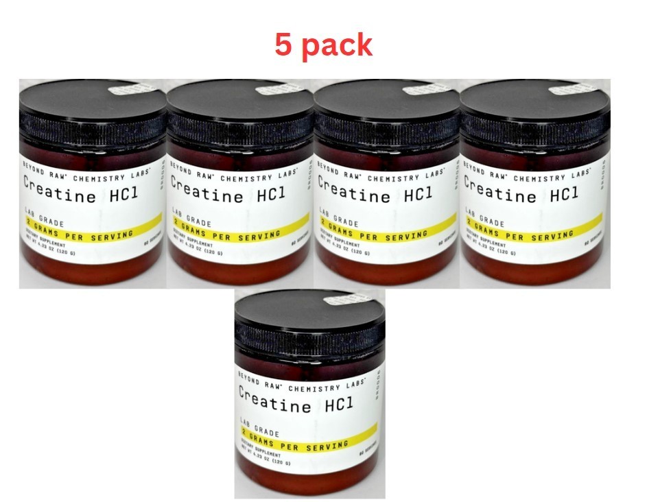 5 Beyond Raw Chemistry Labs Creatine HCl Powder 300 Servings exp 8/27+ 4.23oz