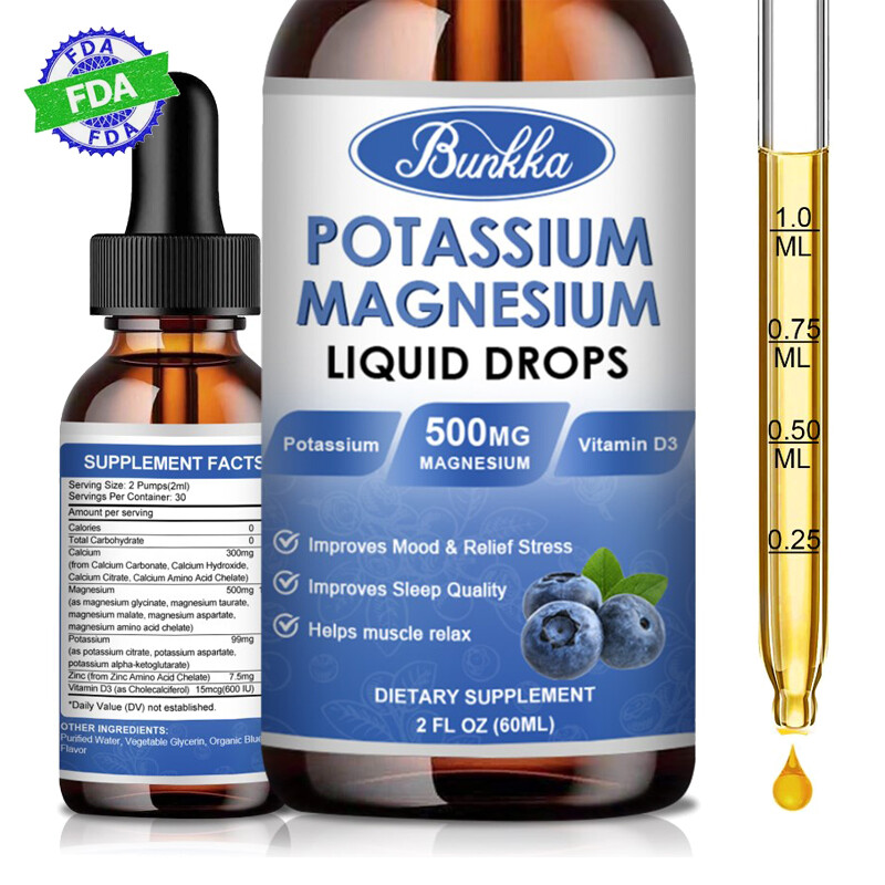 Magnesium Glycinate 500mg Complex Liquid Drop with Magnesium Citrate, Potassium