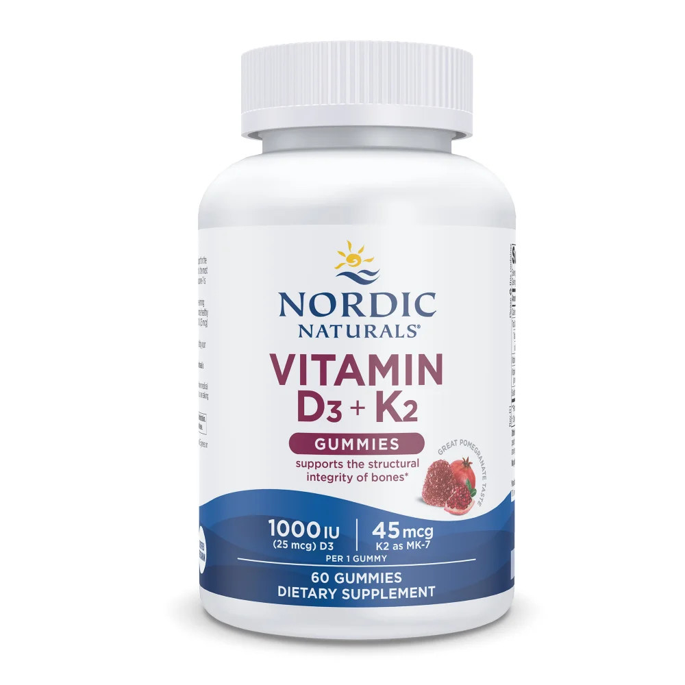 Nordic Naturals Vitamin D3+K2 Gummies –  Cholecalciferol Vitamin D3 + K2, 60 Ct