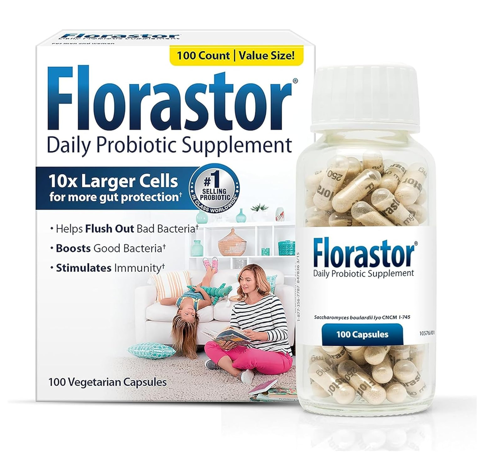Florastor Probiotics for Digestive and Immune Health, 100 Capsules, Probiotics f