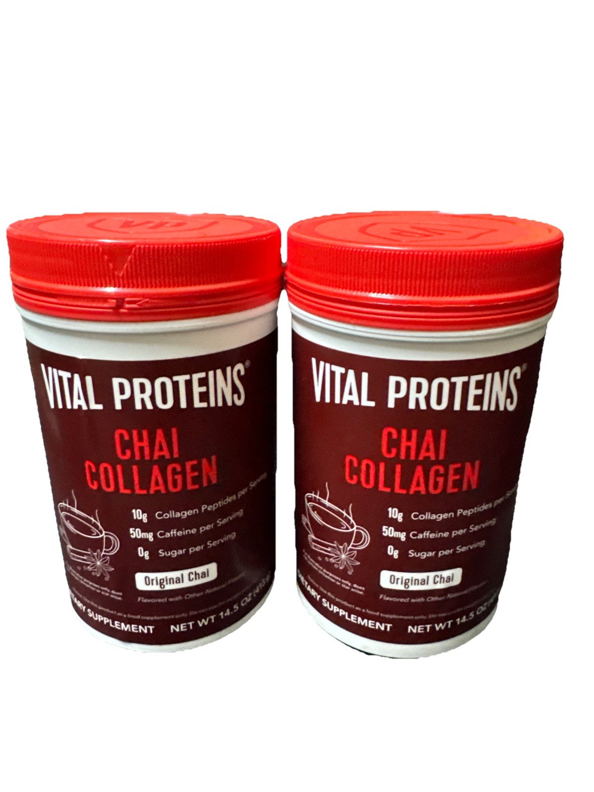 Lot Of 2 Vital Proteins Collagen Peptides, Chai Tea, 14.5 oz each Exp 10/2025