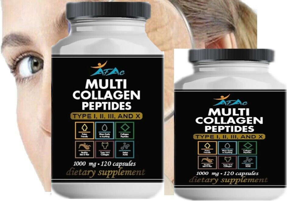 2 Collagen hydrolyzed 1000 ,Collagen Vitamin 200 CAPS, colageina10, skin nail ha