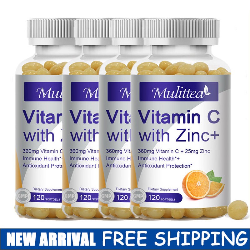 Vitamin C Capsules 360Mg with Zinc Powerful Immune Support Antioxident 120 Caps