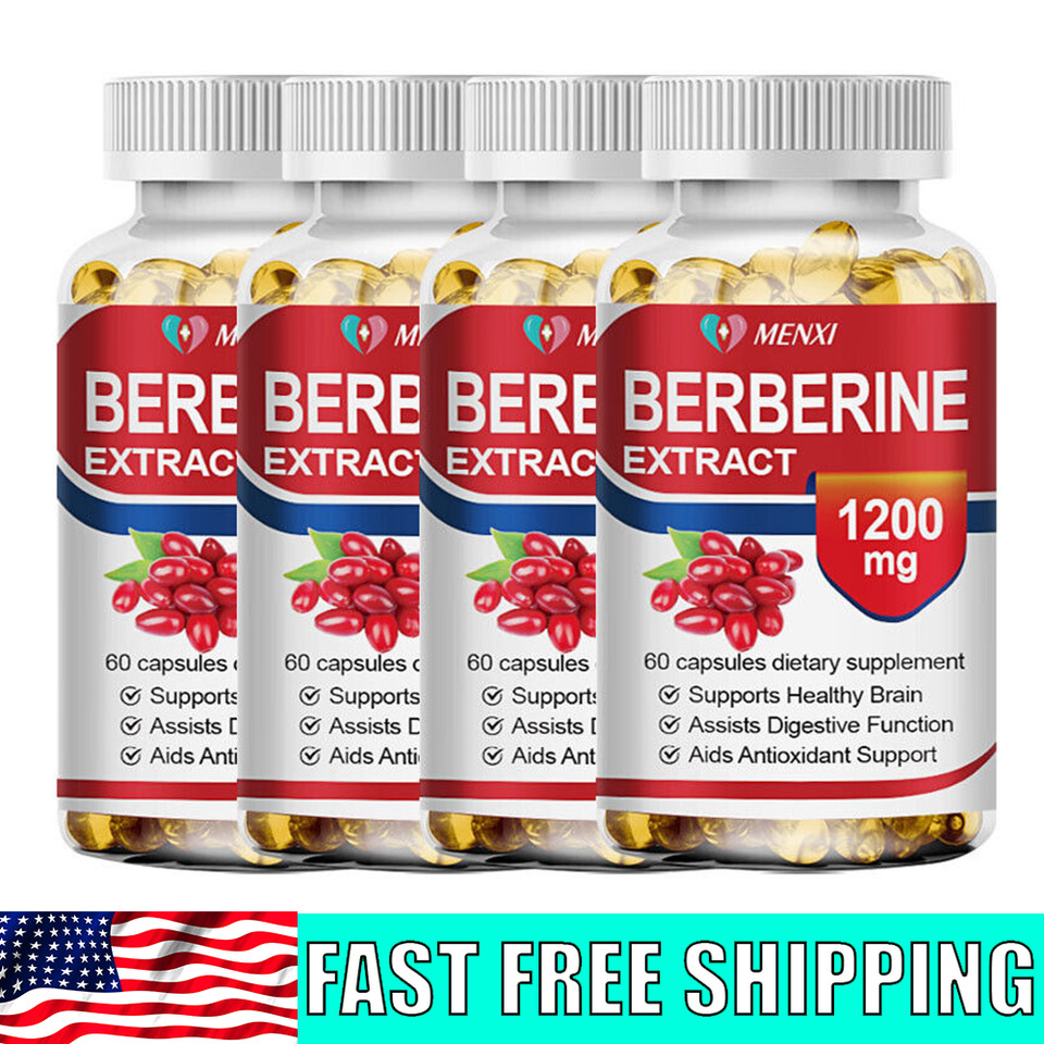 Premium Berberine HCL Capsules 1200mg Healthy Cholesterol, Blood Sugar Support