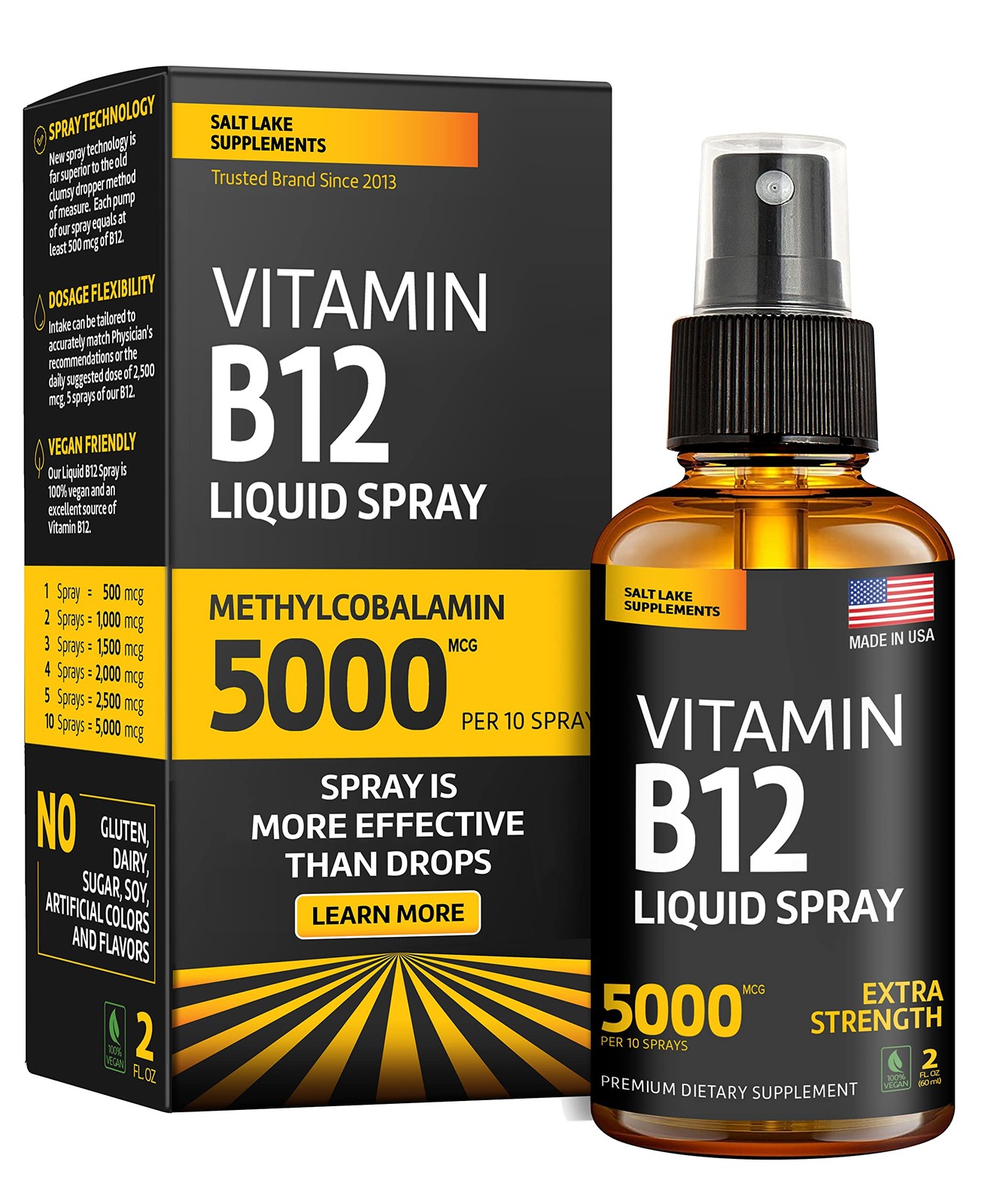 Vitamin B12 Sublingual – Vegan B12 Vitamin Spray – Methylcobalamin Vitamin B12