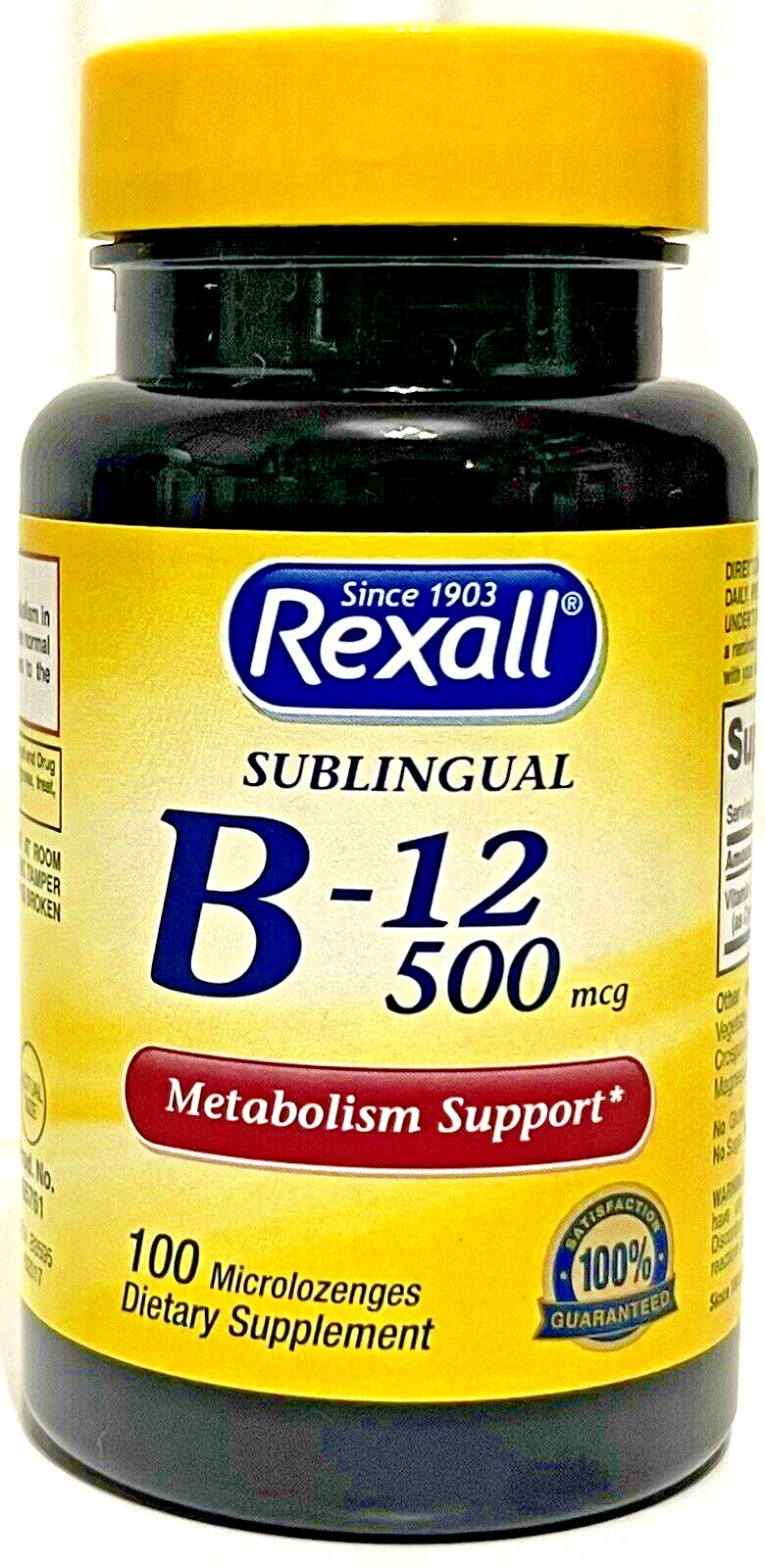 Vitamin B-12 500mcg by Rexall Sublingual 100 CT Metabolism Support 10/25