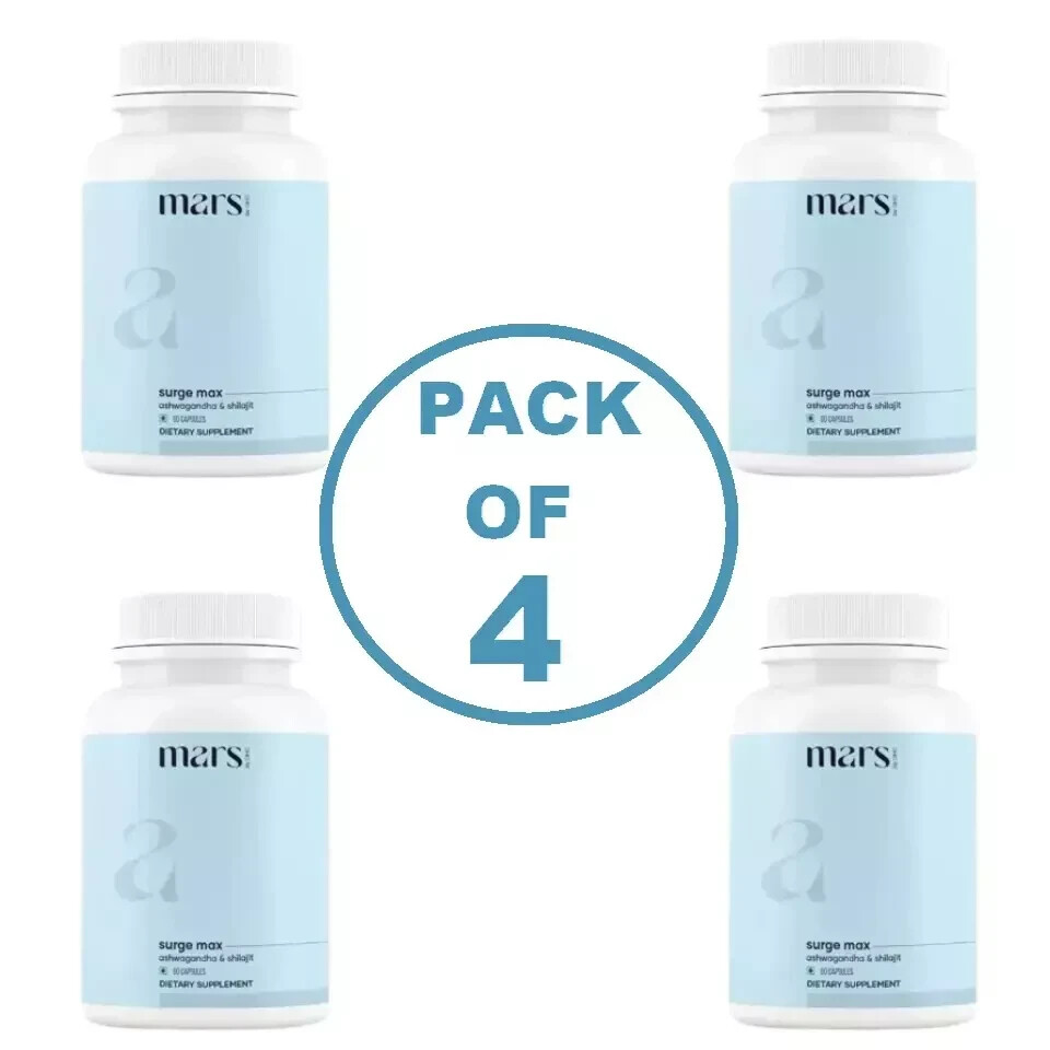 Mars by GHC Surge Max Contains Shilajit Ashwagandha Gokshura FreeShip 60Caps x 4