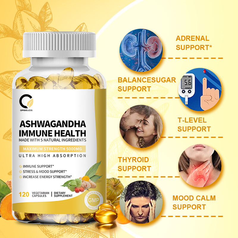 Ashwagandha Capsules 120ct 2300mg Supplement w/ Black Pepper Turmeric Ginger