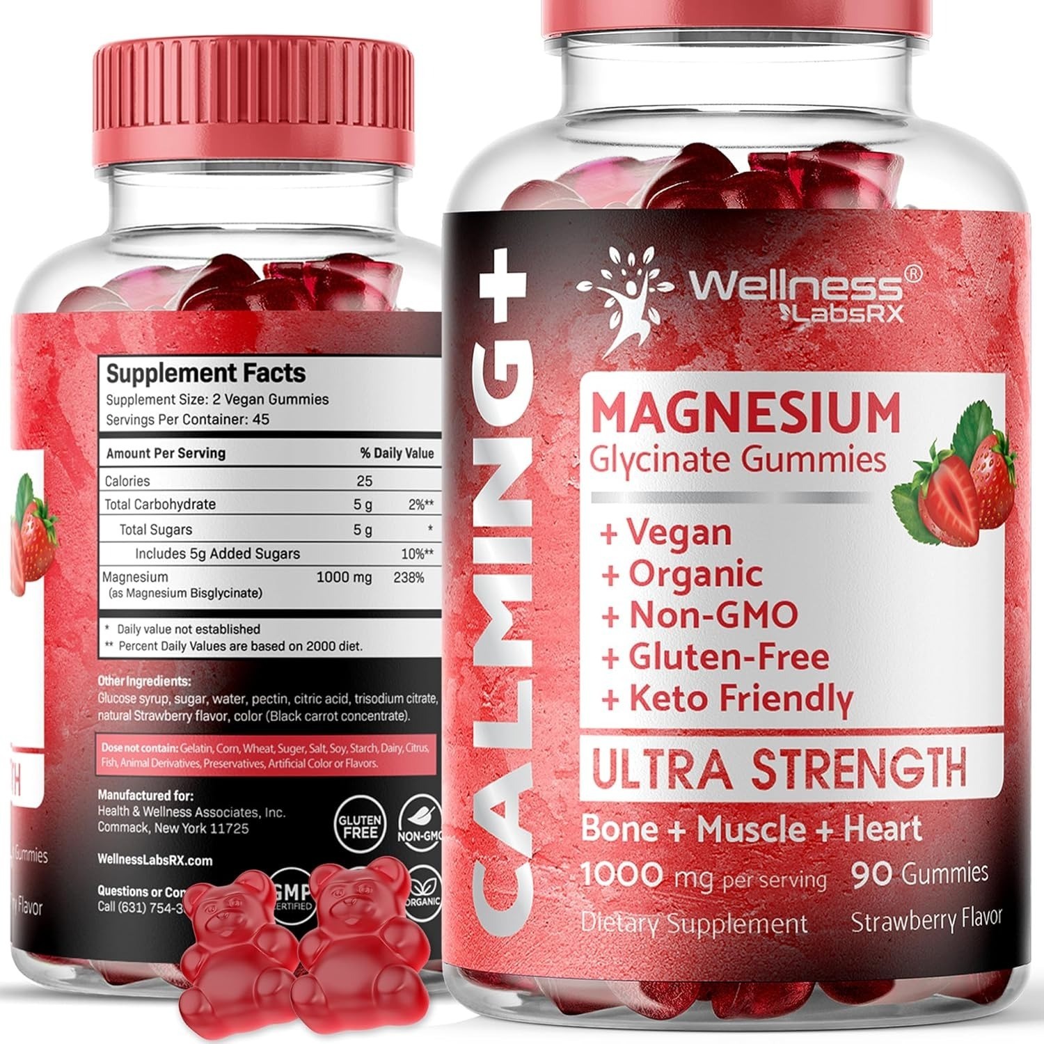 Magnesium Glycinate Gummies 1000mg | Relaxation & Heart Support | 90 Count