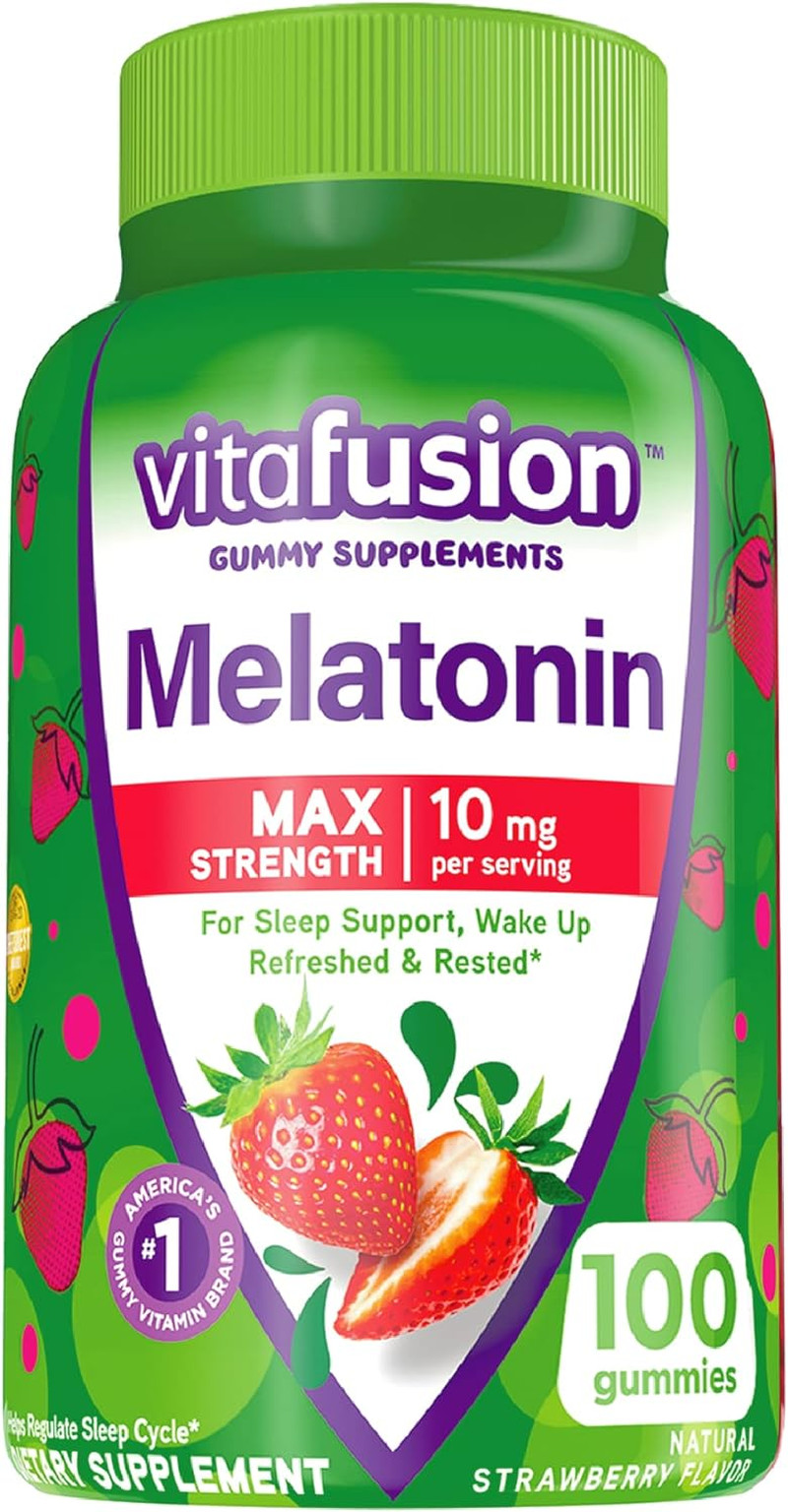 Vitafusion Max Strength Melatonin Gummy Supplements, 10mg Melatonin, 100 Gummies