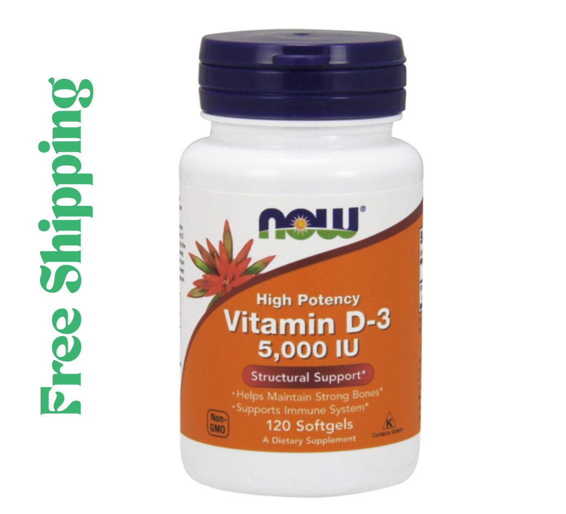 NOW Vitamin D3 5000 IU 120 Softgels High Potency Bone Immune Health Support
