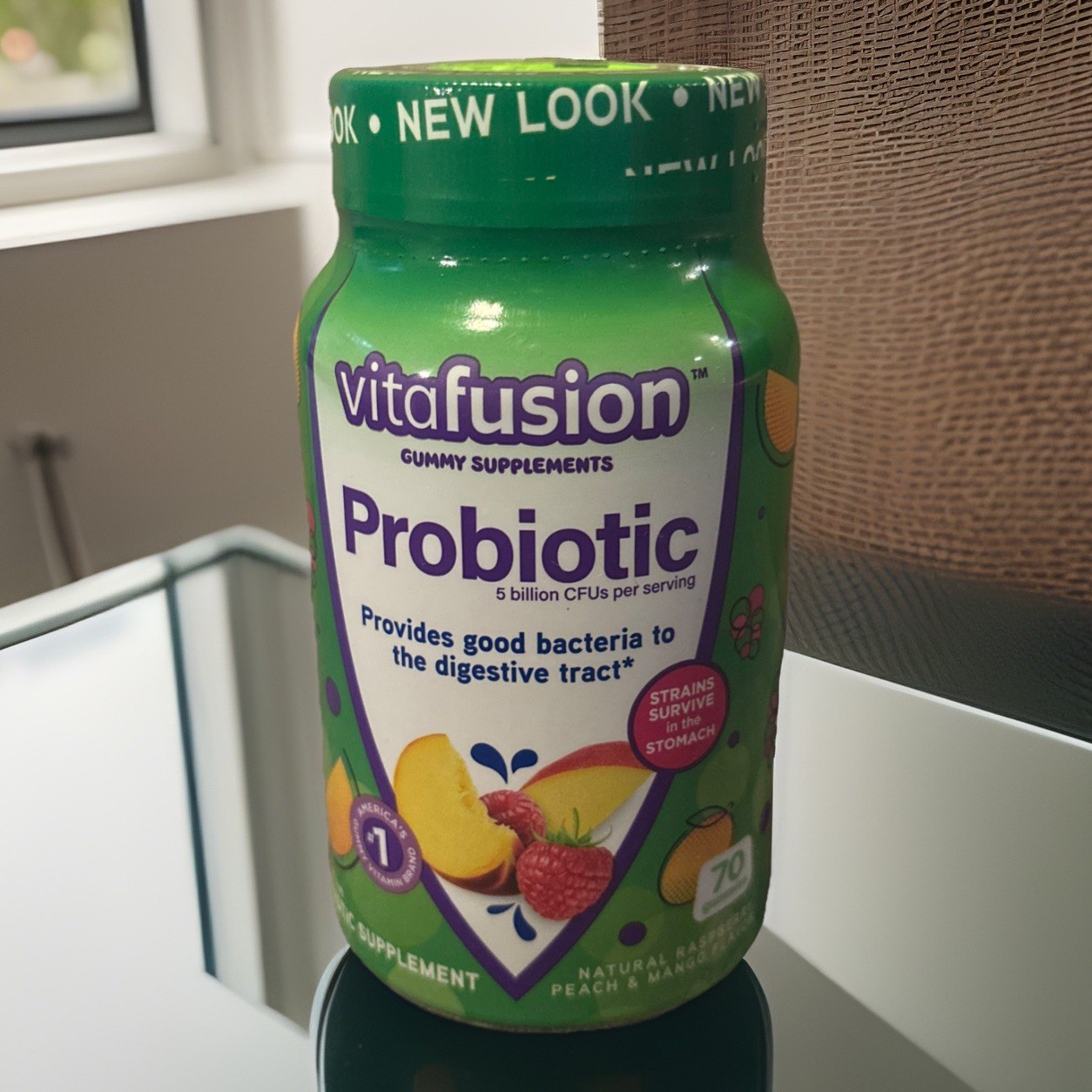 Vitafusion Probiotic Gummy Supplements, Raspberry, Peach and Mango, 70 Gummies