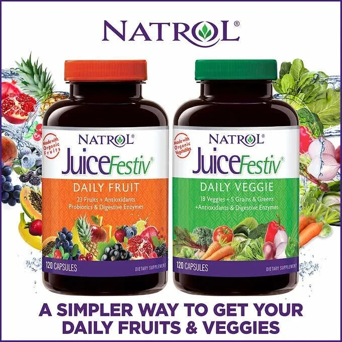 Natrol JuiceFestiv Daily Fruit & Veggie, 240 Capsules 11/2026 OR LATER+
