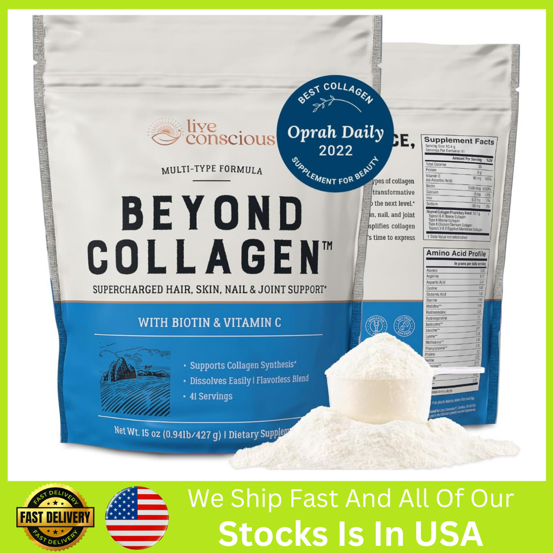 Live Conscious Beyond Collagen Multi Collagen Powder for Women – (41 Servings)