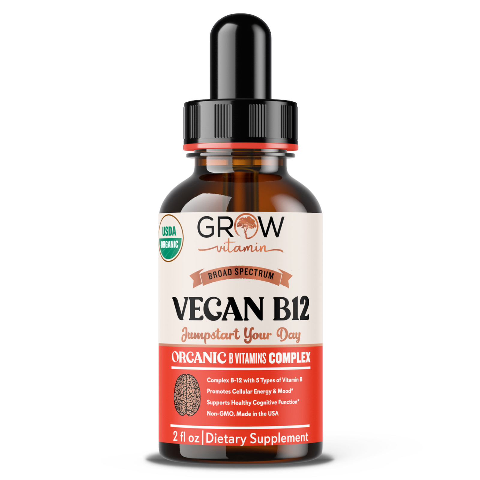 Vitamin B12, 5000 mcg, 3-in-1 Organic Liquid Vitamin B12, 30-Day Supply (1 Oz)