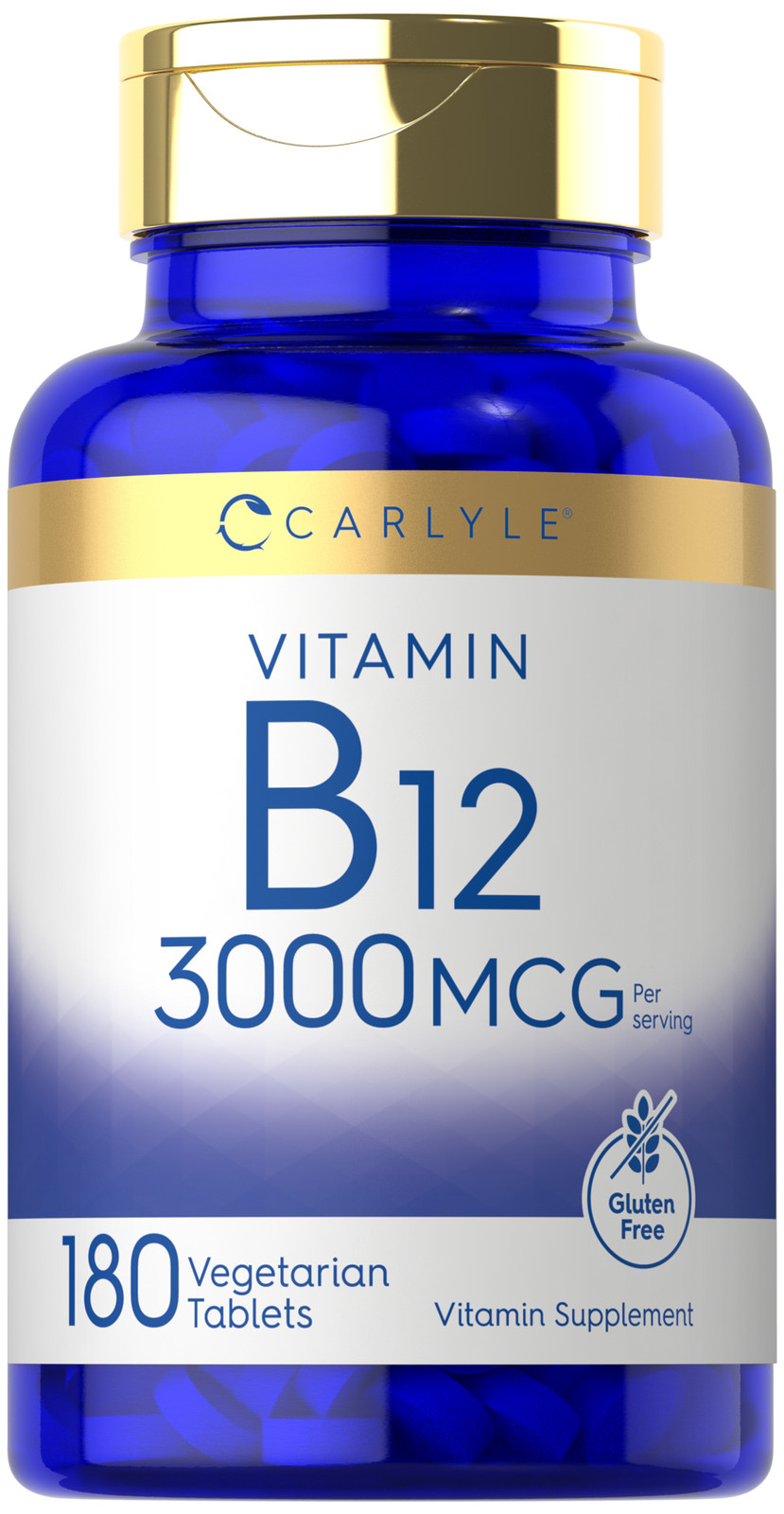 Vitamin B12 3000mcg Per Serving | 180 Vegetarian Tablets | Non-GMO | by Carlyle