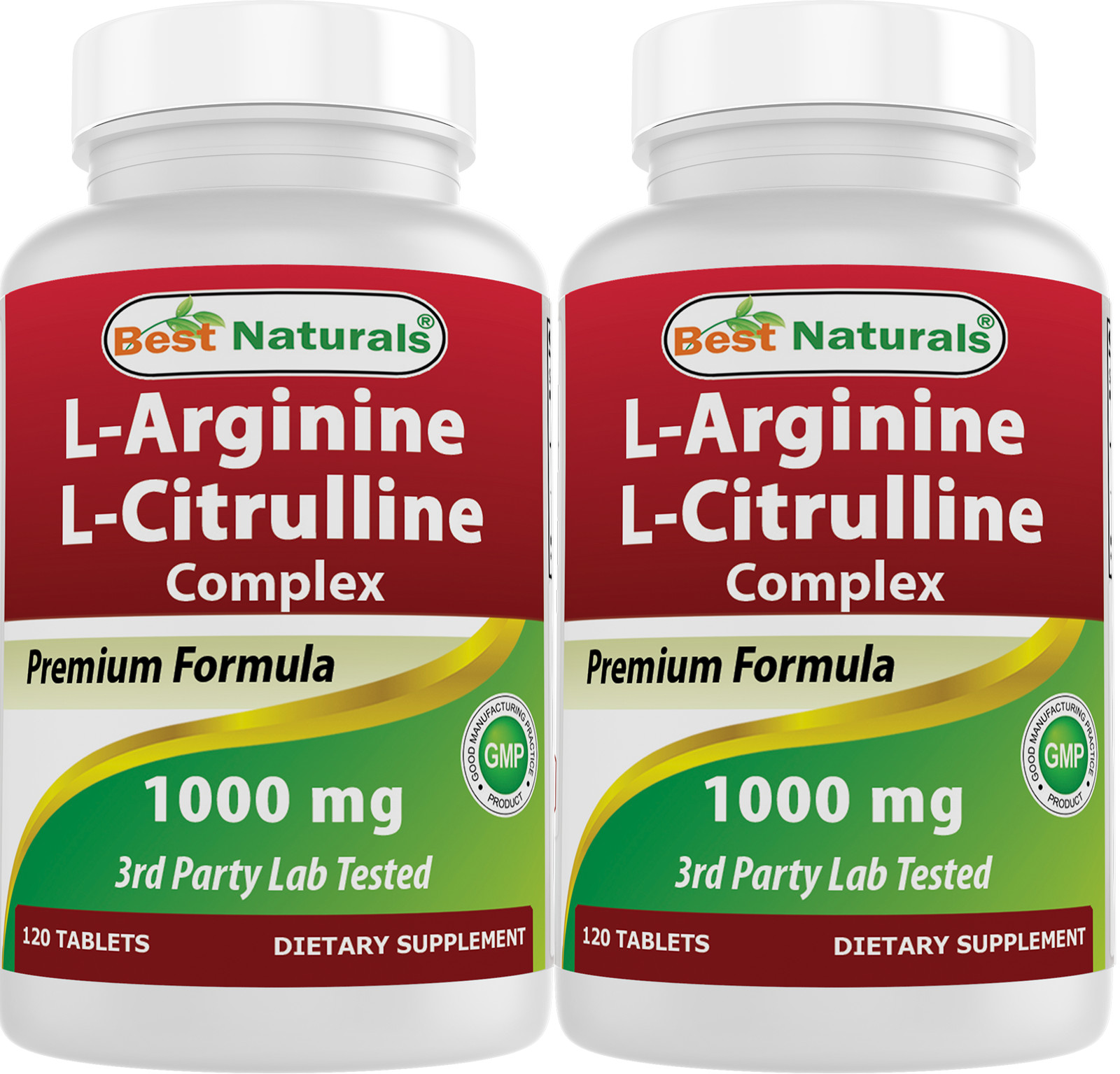 2 Pack Best Naturals L-Arginine L-Citruline Complex 1000 mg 120 Tablets