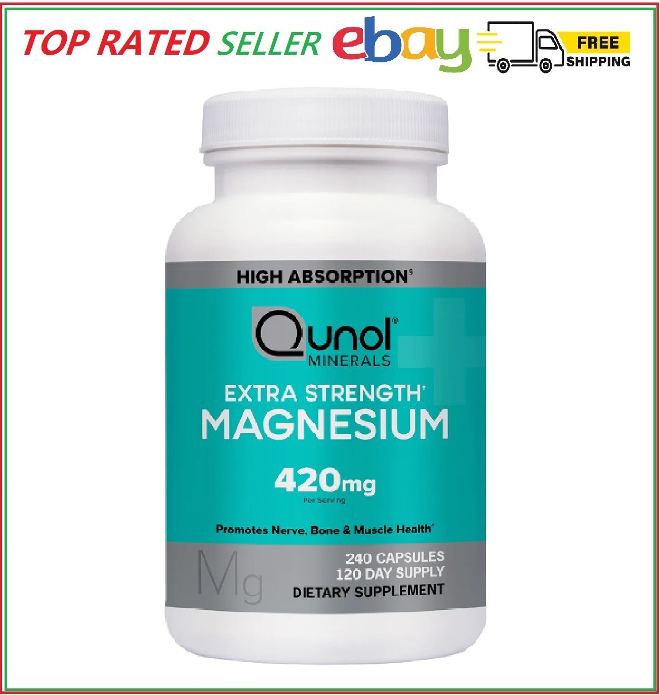 Qunol Extra Strength Magnesium 420mg, 240 Capsules