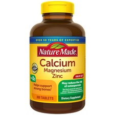 Nature Made Calcium Magnesium Zinc with Vitamin D3 300 Tablets Bone Health