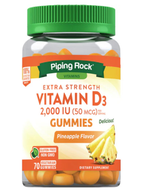 Vitamin D3  2000 IU | 70 Vegetarian Gummies | Pineapple Flavor | by Piping Rock