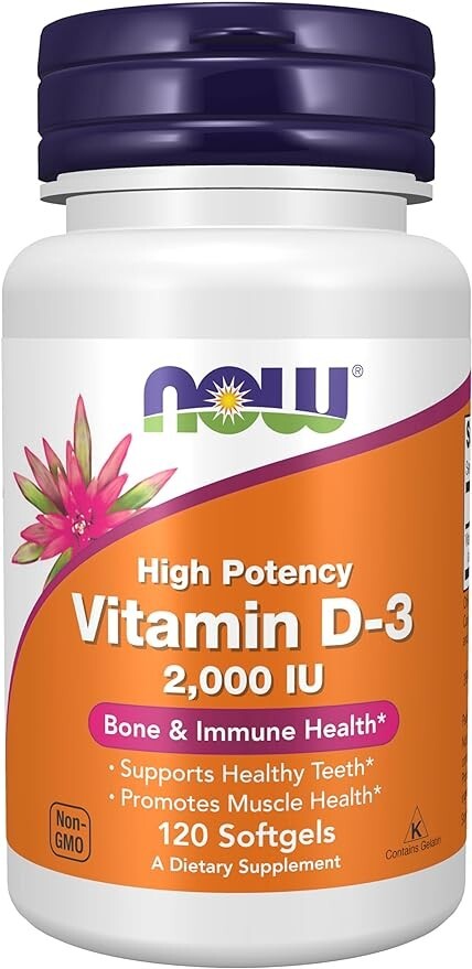 Now Supplements Vit D-3 2000 IU – 120 Softgels, Immune Support – Bone Health