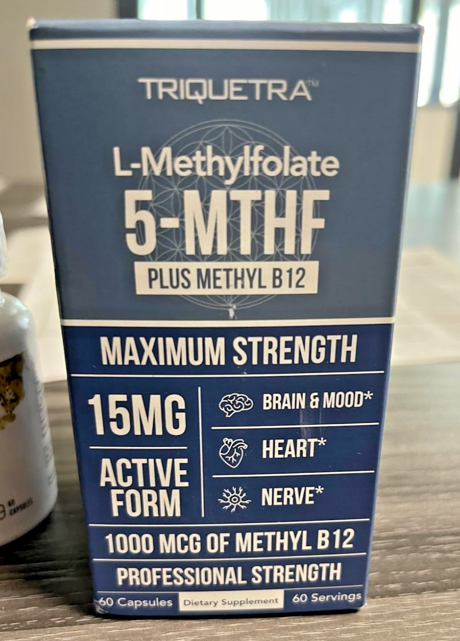 Triquetra L-Methylfolate 5-MTHF Plus Methyl B12 Supplement 15mg 60 caps