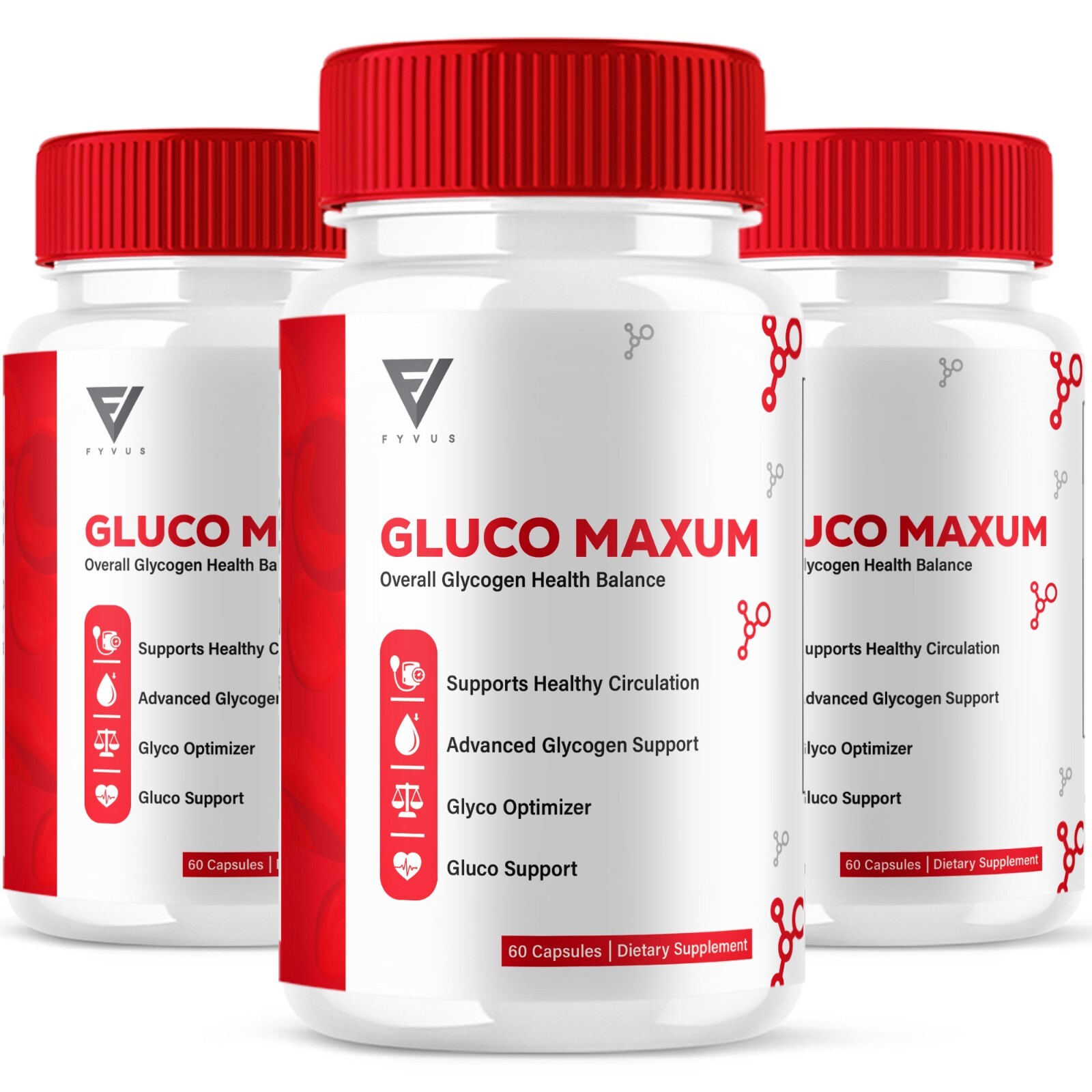 (3 Pack) Gluco Maxum Capsules Gluco Maxim Glycogen Support Pills (180 Capsules)