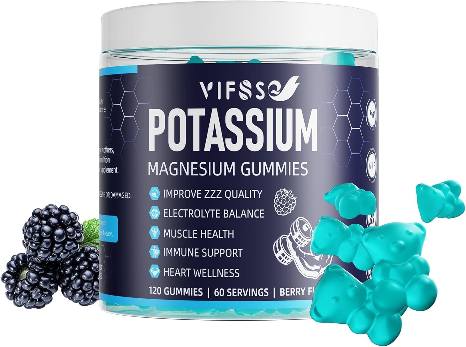 Potassium Magnesium Gummies Potassium 120 Gummies Sugar Free for Men and Wome…