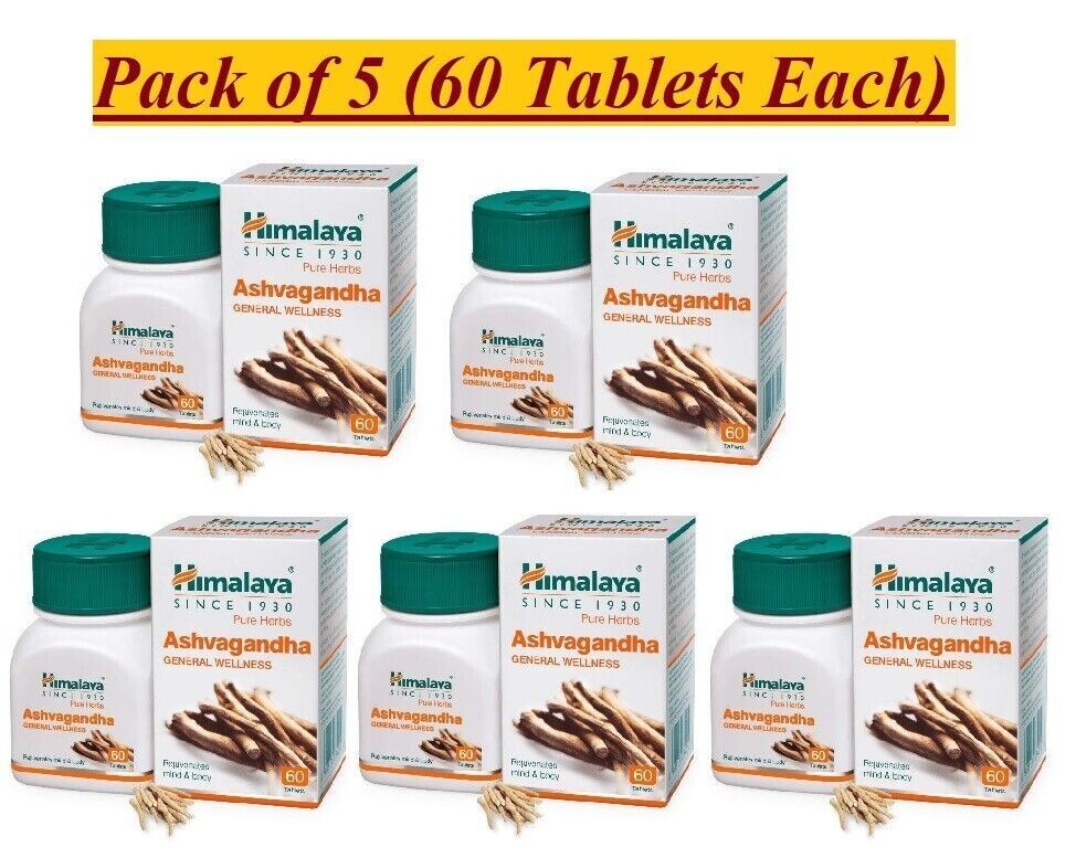 5 X Himalaya Ashwagandha Ashvagandha General Wellness 60 TABS FREE SHIP