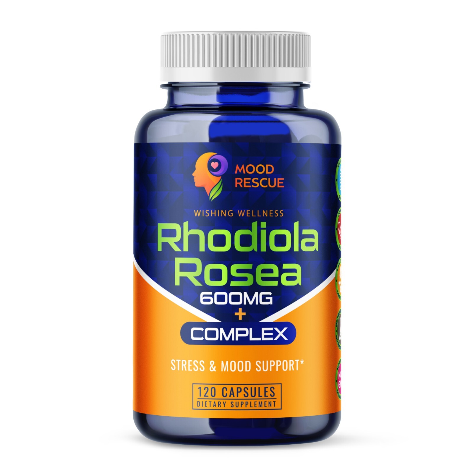 Mood Rescue Rhodiola Rosea 600mg + 250mg Ashwagandha & 100mg Gingseng 120 Caps