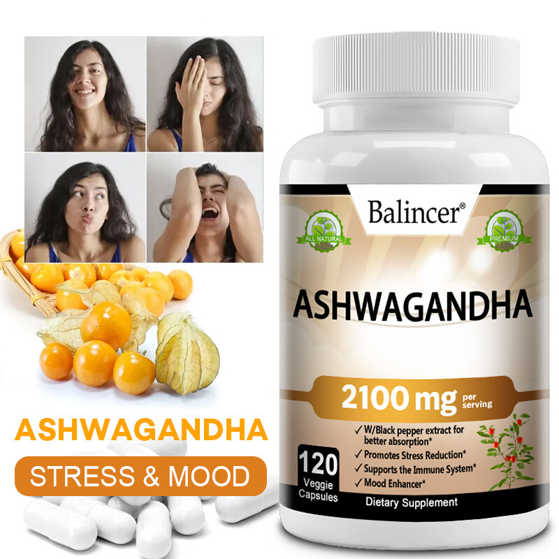 Organic Ashwagandha 2100 mg – With Black Pepper – Anti-Anxiety Supplement