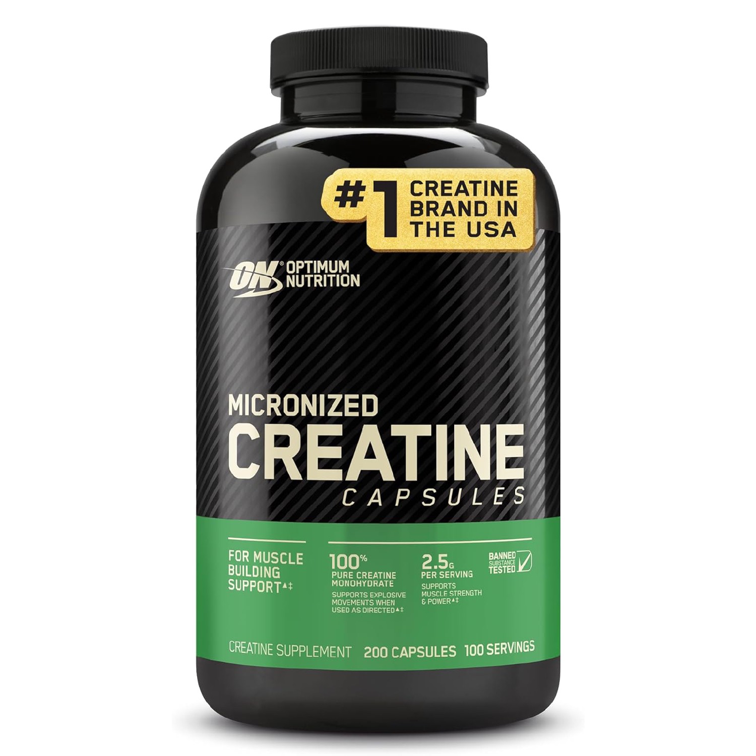 Optimum Nutrition Creatine 2500, 2.5g Monohydrate Muscle Strength, 200 Capsules
