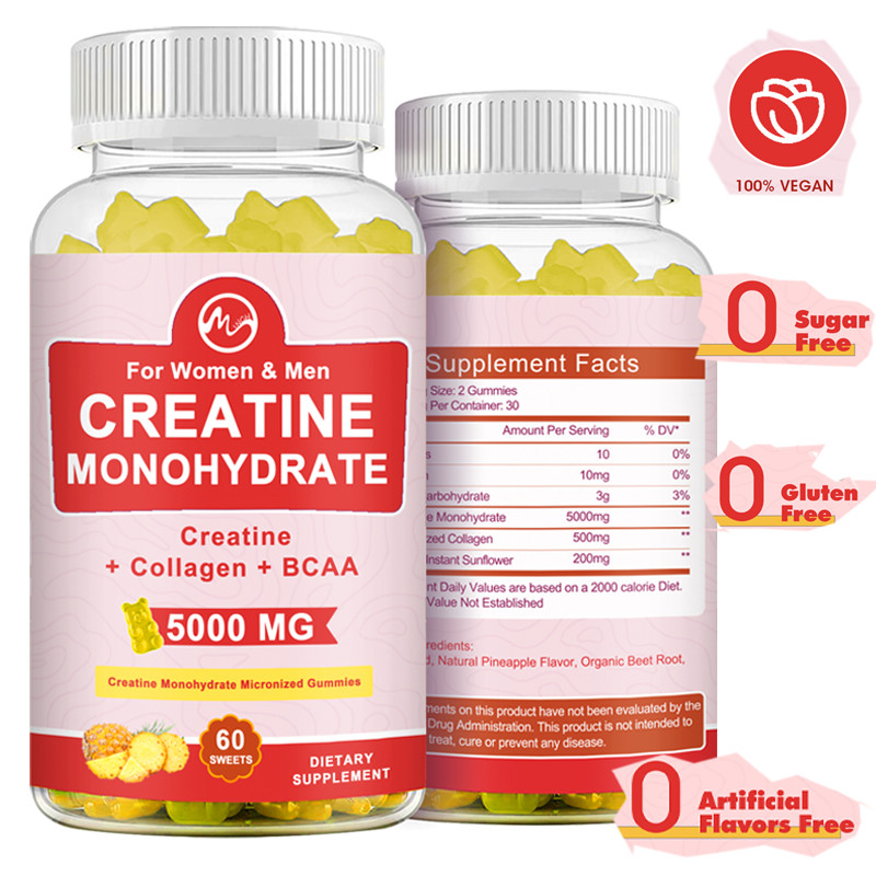 Creatine Monohydrate Gummies 3000mg Strength Energy Muscle Health For Women Men