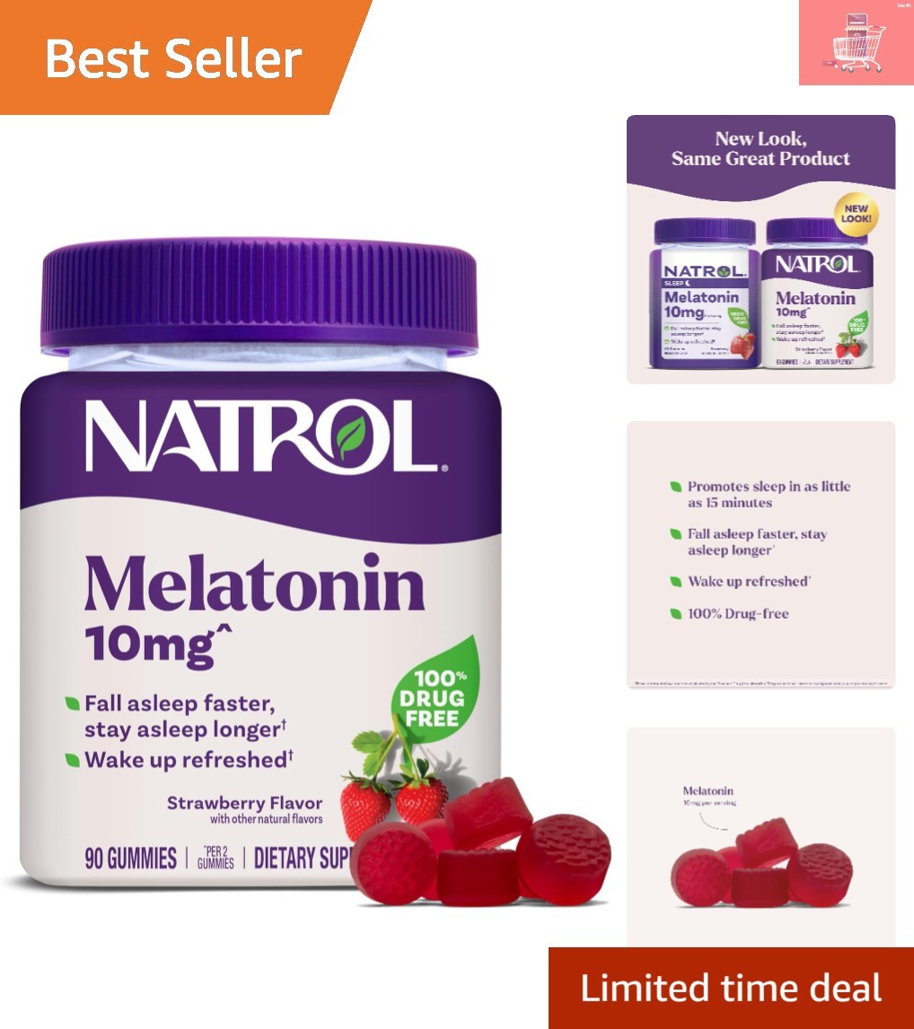Delicious 10mg Melatonin Gummies for Adults – 90 Strawberry Flavored Sleep Aids