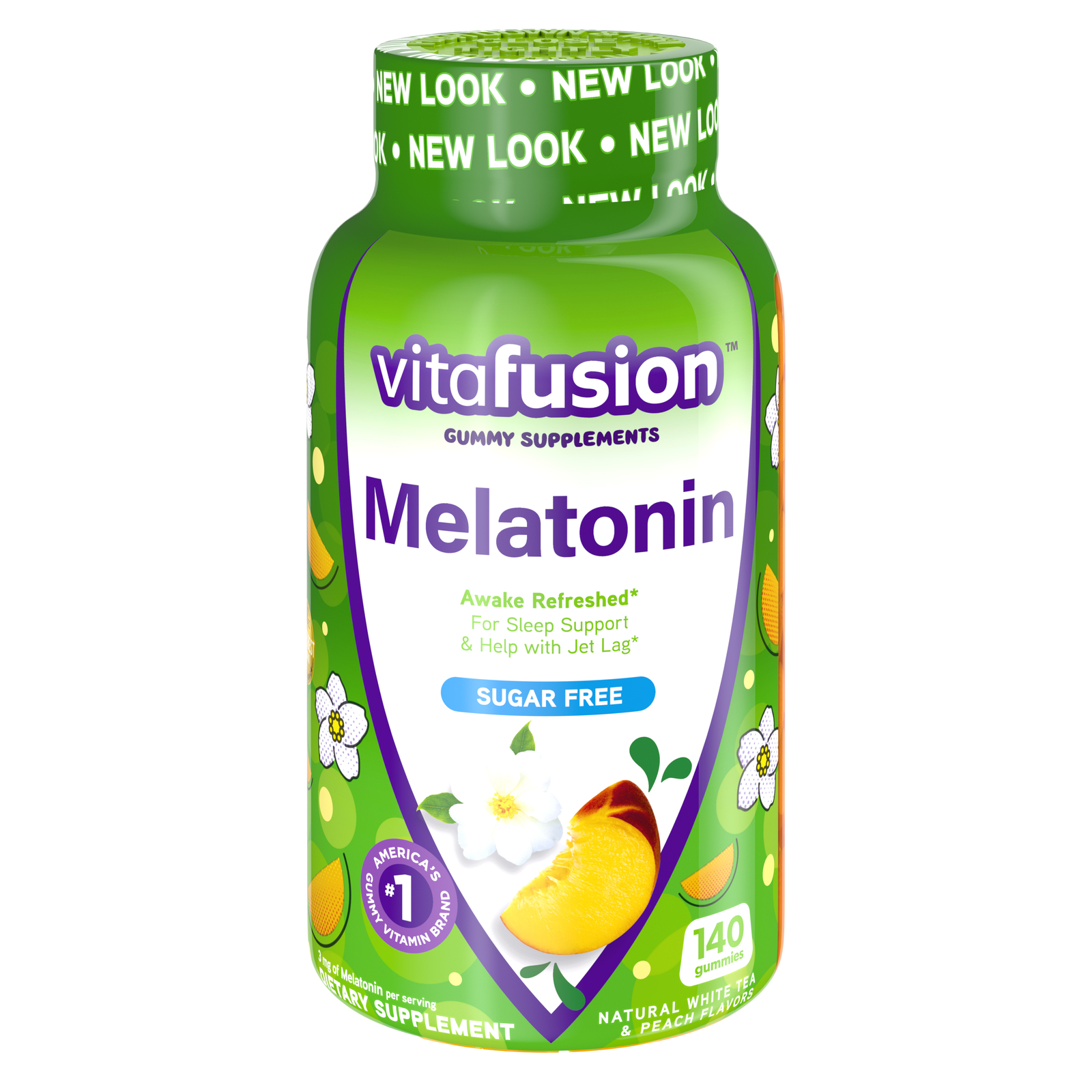 Vitafusion Melatonin Gummy Supplement 3mg White Tea & Peach 140 Gummies
