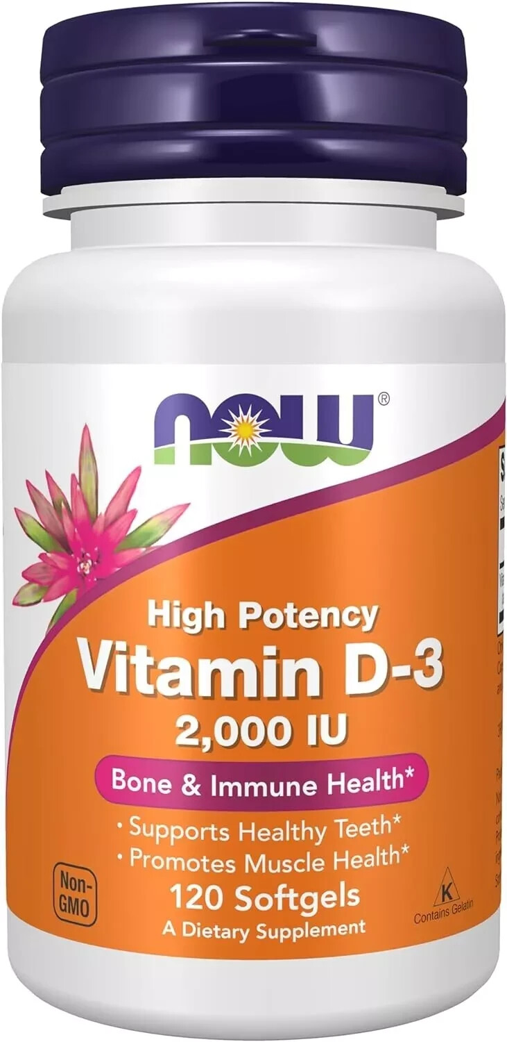 Now Supplements Vit D-3 2000 IU – 120 Softgels, Immune Support – Bone Health