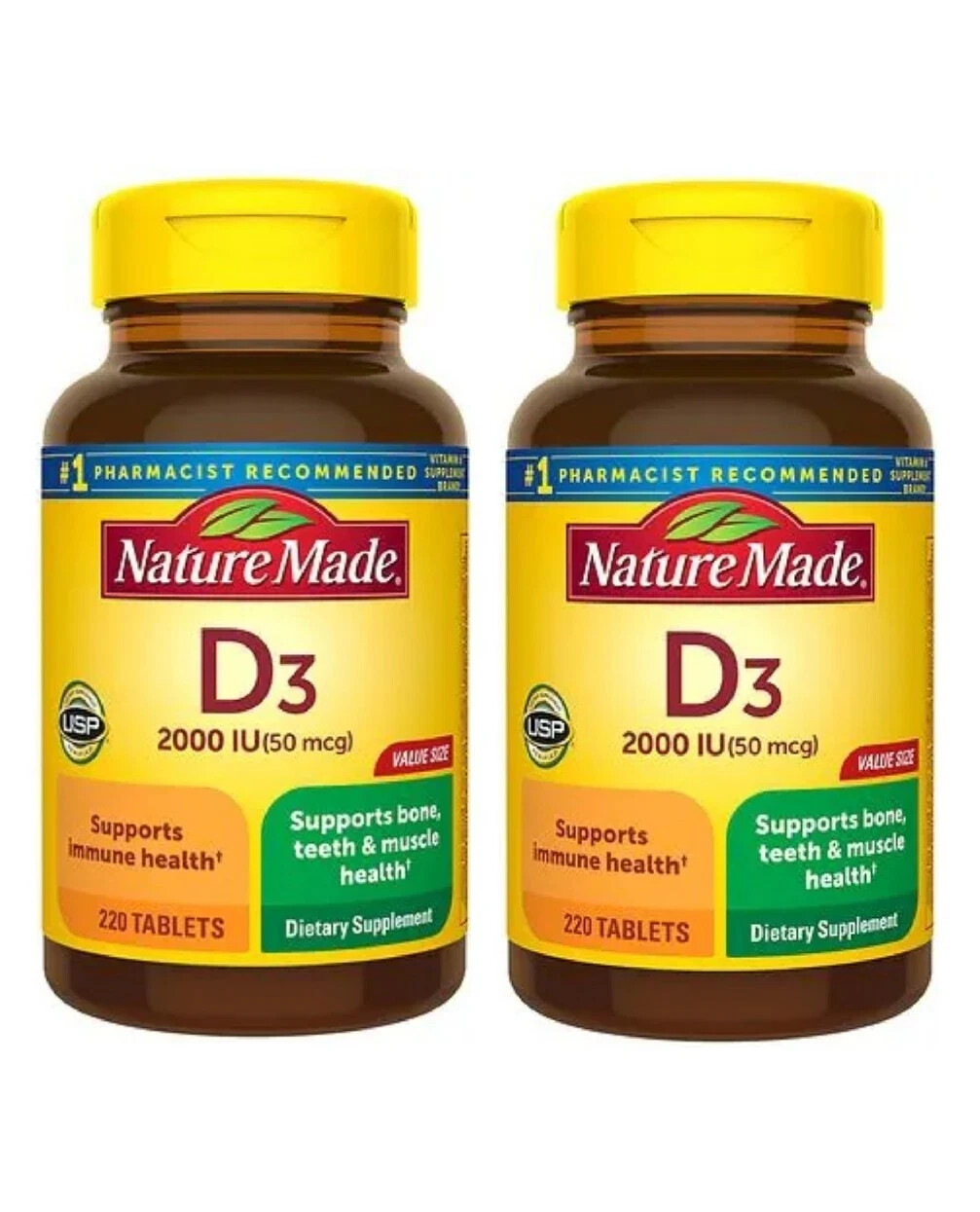 Vitamin D3 2000 IU Supplement for Teeth, Bone and Immune 220, 2 Pk Exp 2/26