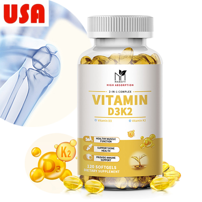 Vitamin K2 (MK7) with D3 1000 IU Supplement, BioPerine Capsules, Immune Health
