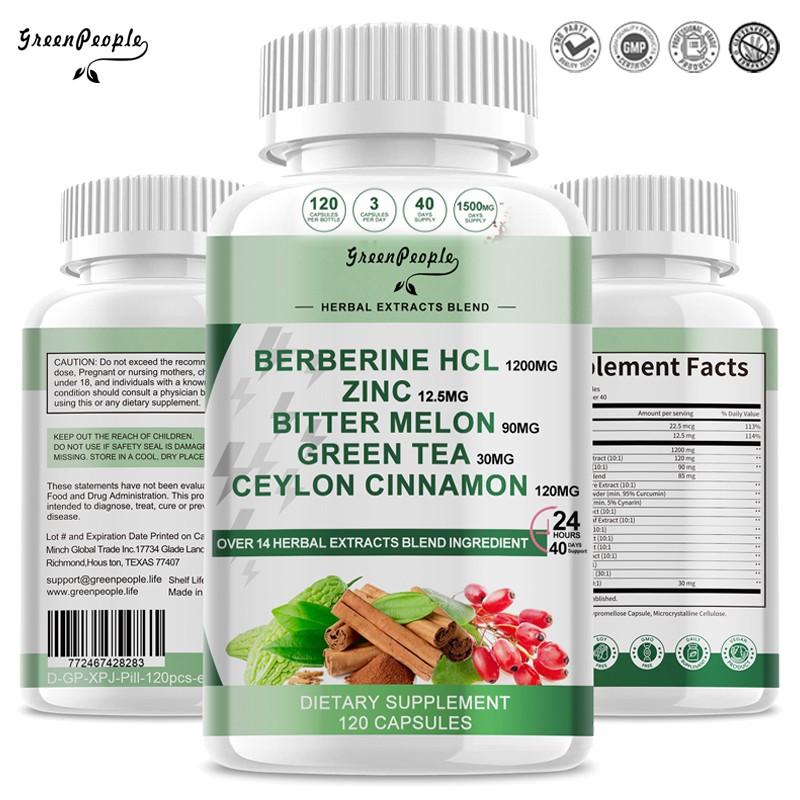 Berberine Capsules 1500mg Ceylon Cinnamon & ZINC Heart Health Immune System