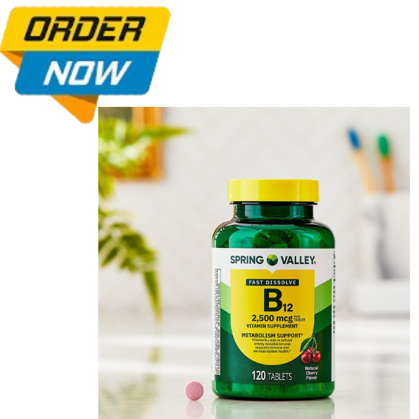 Spring Valley Vitamin B12 Quick Dissolve Tablets Supplement 2500 Mcg Cherry 120*