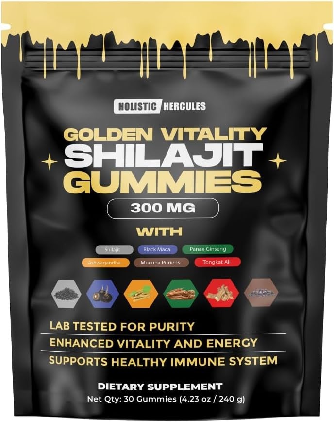 Holistic Hercules Himalayan Gold Shilajit Gummies with Ashwagandha Black Maca…