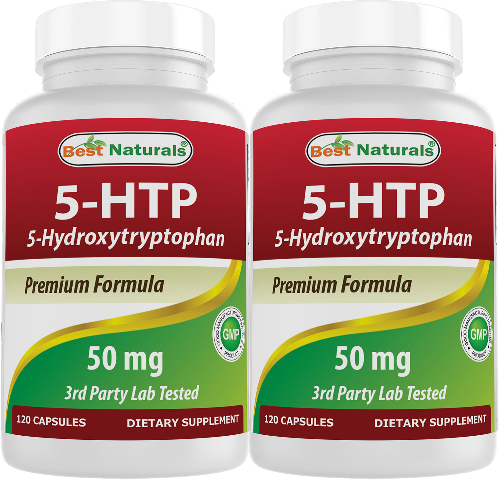 2 Pack Best Naturals 5-HTP 50 mg 120 Capsules